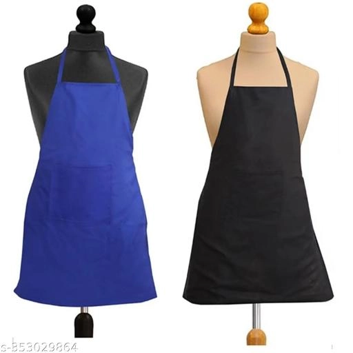 Cotton Apron for Men & Women (Blue & Black, Pack of 2)