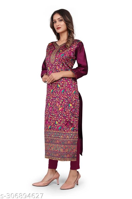 Pashmina Embroidered Kurti for Women (Purple, L)