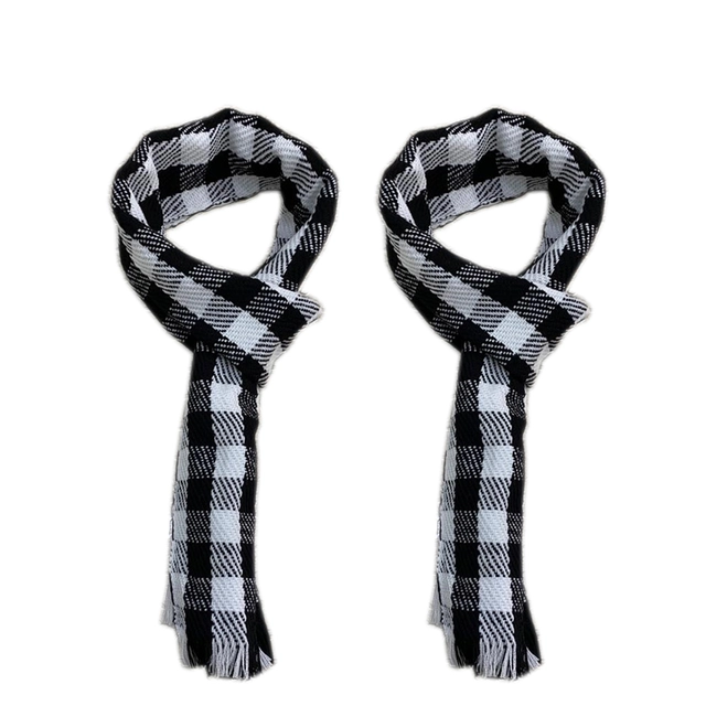 Woolen Checked Mufflers for Men & Women (Black & White, Pack of 2)