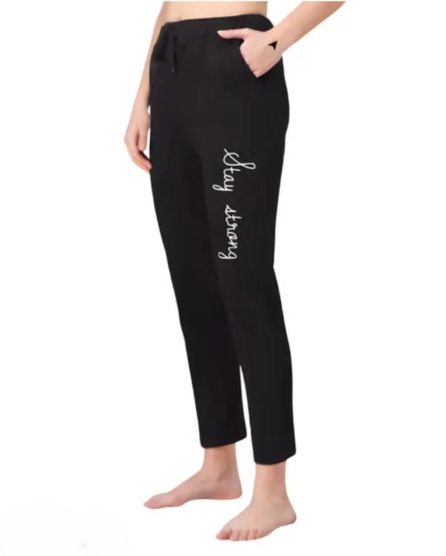 Cotton Solid Trouser for Women (Black, S)