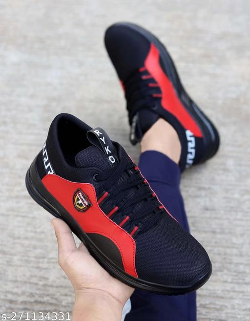 Sports Shoes for Men (Red & Black, 6)