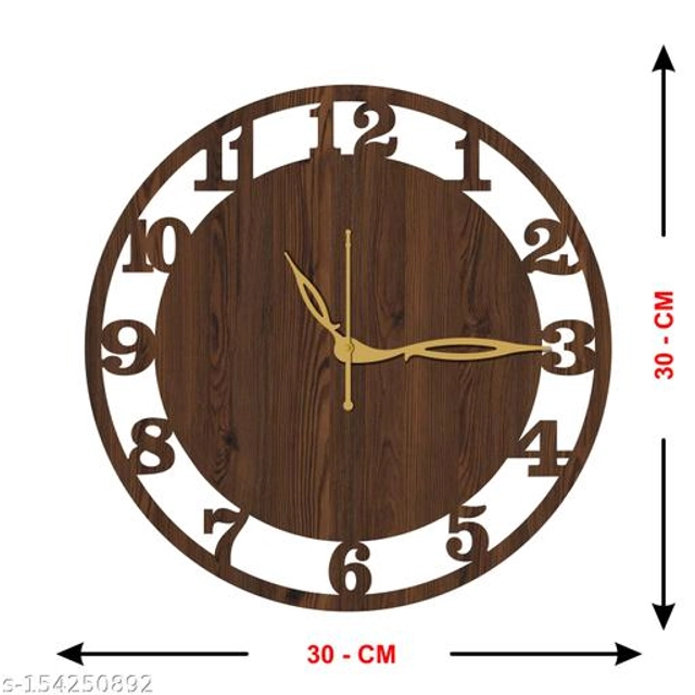 Wooden Wall Clock for Home (Brown)