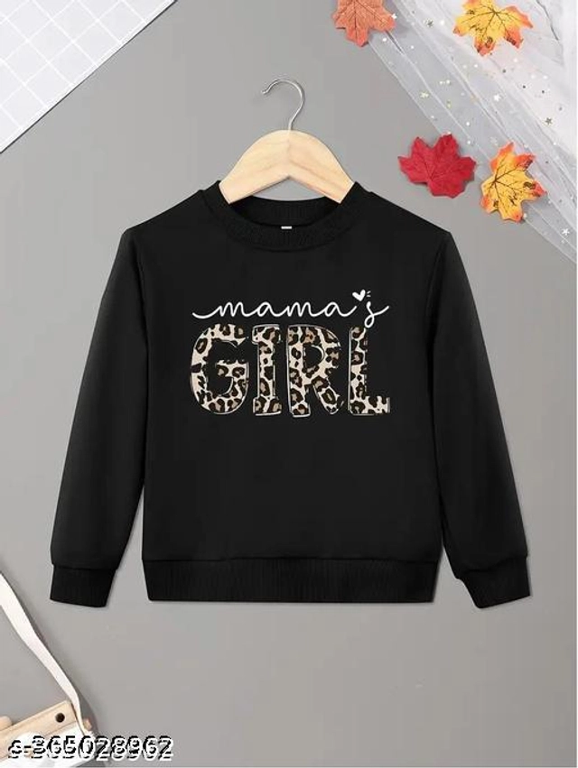 Cotton Blend Sweatshirt for Girls (Black, 2-3 Years)