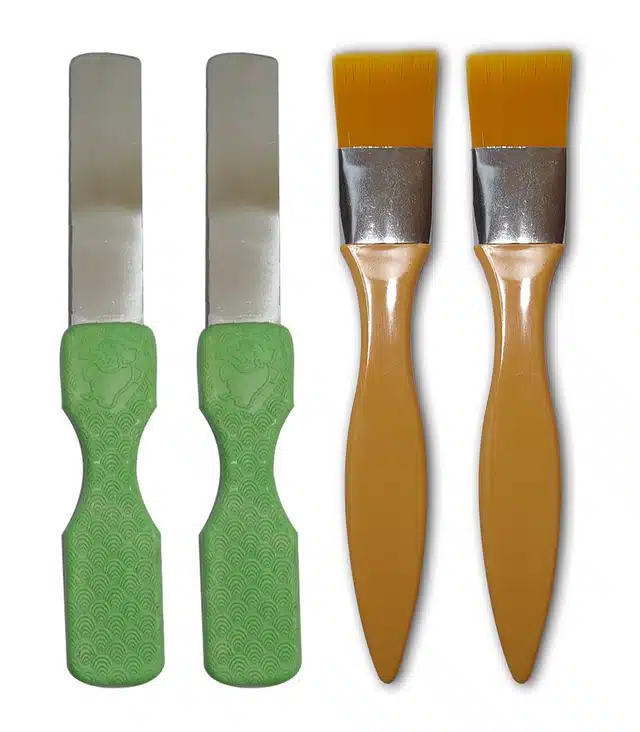 Plastic Knife with Paint Brush Set (Multicolor, Set of 4)