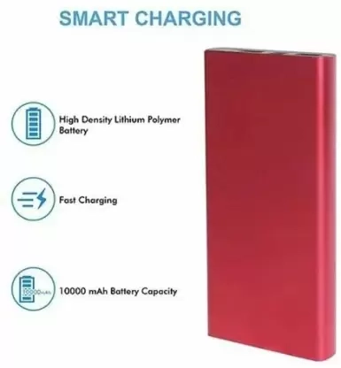 Premium Fast Charging Power Bank (Red, 10000 mAh)