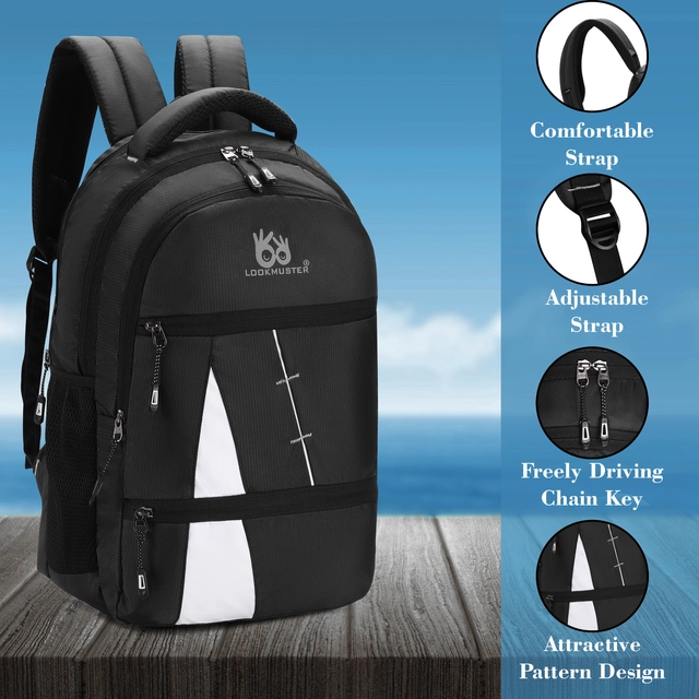 Polyester Water Resistant Backpack for Men & Women (Black, 30 L)