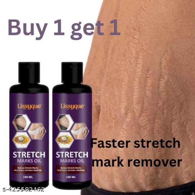  Lissyque Stretch Mark Oil To remove stretch marks on the belly, Legs, and Natural Heal Pregnancy Breast- 100ml (Buy One Get One free)