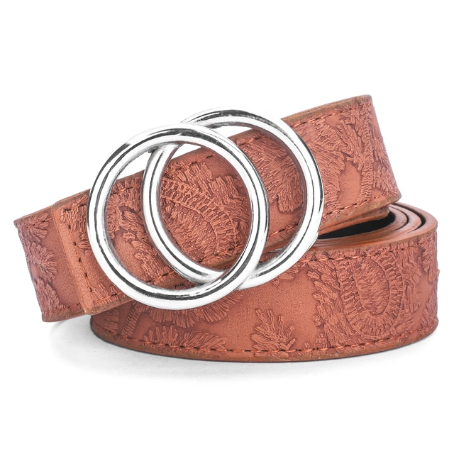 Artificial leather Belt for Women (Tan, Free Size)