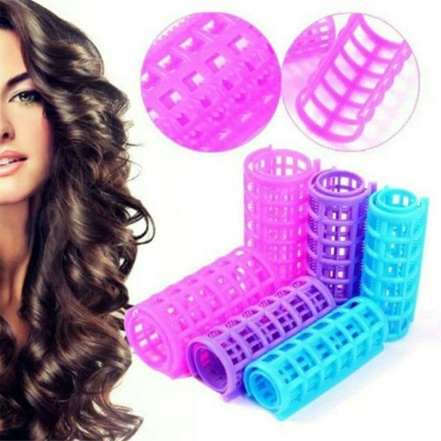 Plastic Hair Curler Rollers (Multicolor, Pack of 10)