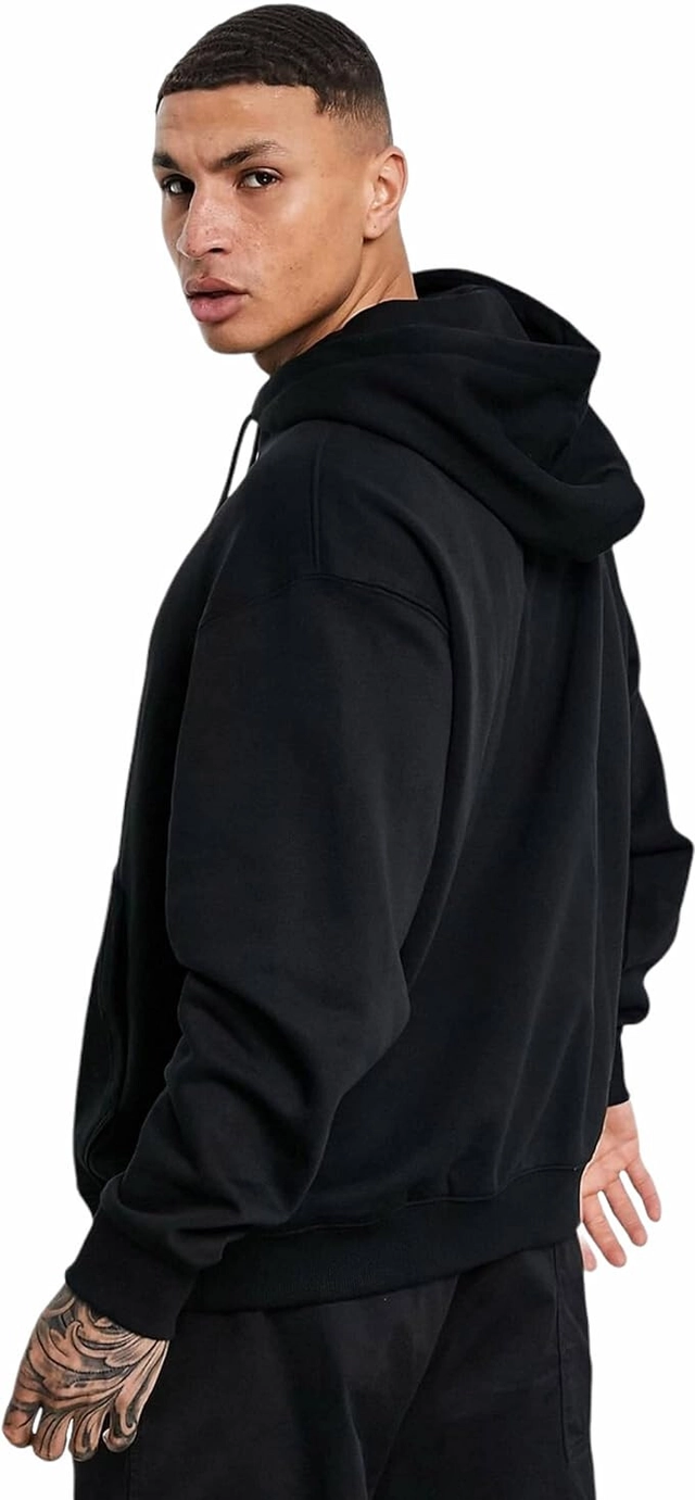 Cotton Blend Solid Hoodie for Men (Black, L)