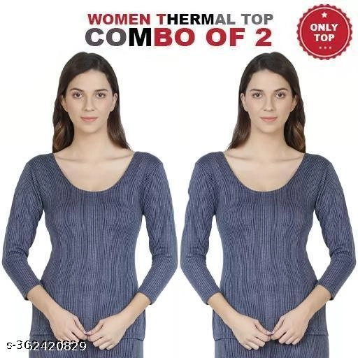 Woolen Thermal Top for Women (Navy Blue, XS) (Pack of 2)