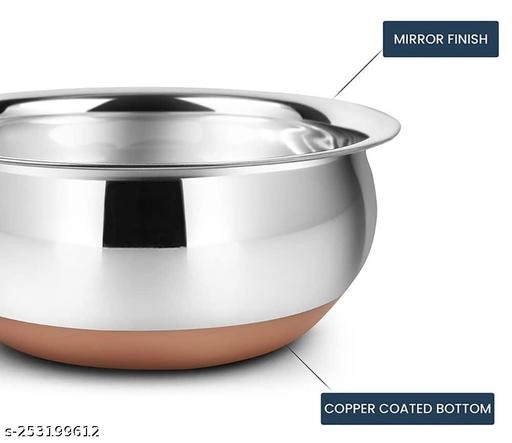 Stainless Steel Copper Bottom Cookware Pot Set (Silver, Set of 3)