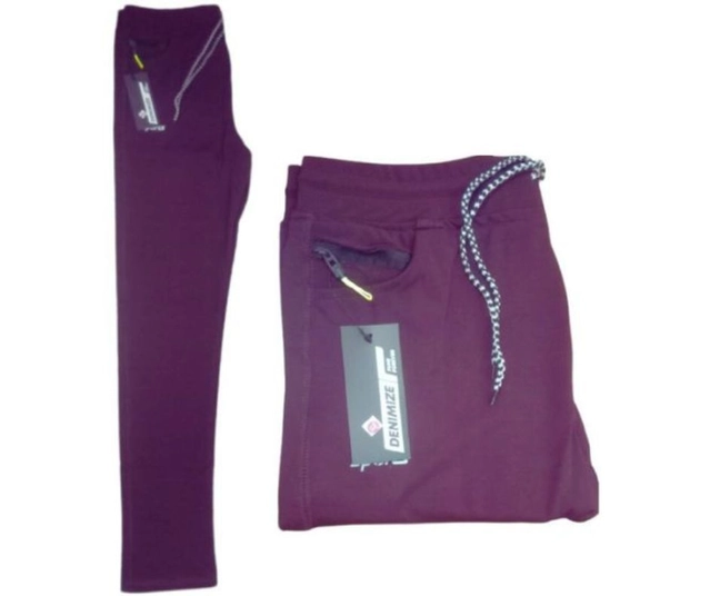 Linen Slim Fit Trackpants for Men (Wine, L)