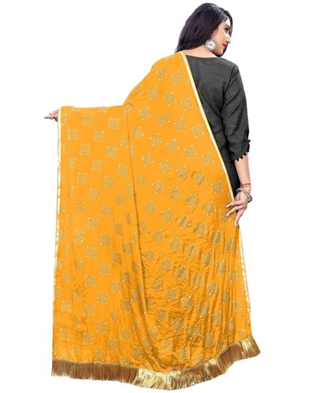 Chiffon Printed Dupatta for Women & Girls (Yellow, 2.25 m)