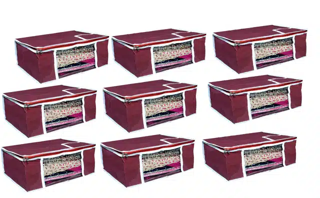 Storage Bags for Clothes (Maroon, Pack of 9)