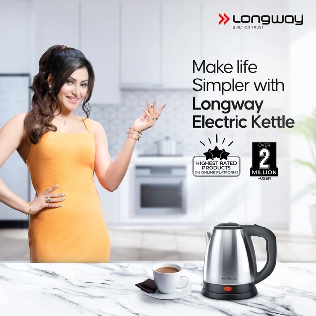 Longway Kestro 1500 W with Stainless Steel Body for Boiling Electric Kettle  (1.5 L)