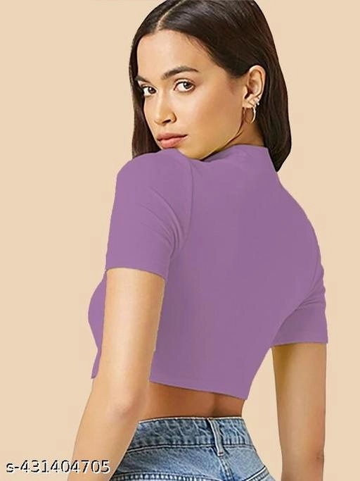 Lycra Solid Top for Women (Purple, S)