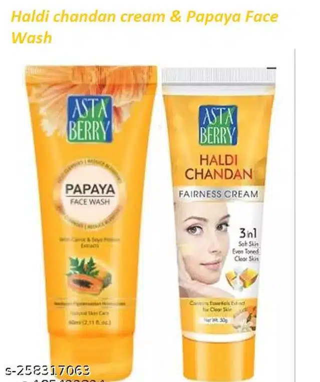 Asta Barry Haldi Chandan Cream with Papaya Face Wash (100 ml, Set of 2)