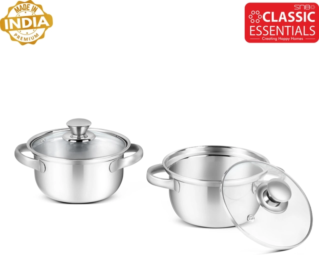 Stainless Steel Casserole (Silver, 1050 ml) (Pack of 2)