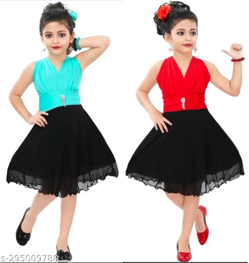 Net Frock for Girls (Multicolor, 0-3 Months) (Pack of 2)