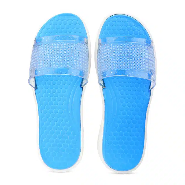 Slip On Flip Flops for Women (Blue, 8)