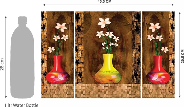 MDF 3 Pcs Designer Wall Painting for Home & Office (Multicolor, 12x18 Inches) (Set of 1)