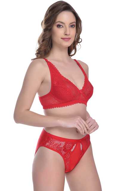 PIBU Cotton Lingerie Set for Women (Pack of 2) (Red & Purple, 38) (P-101)