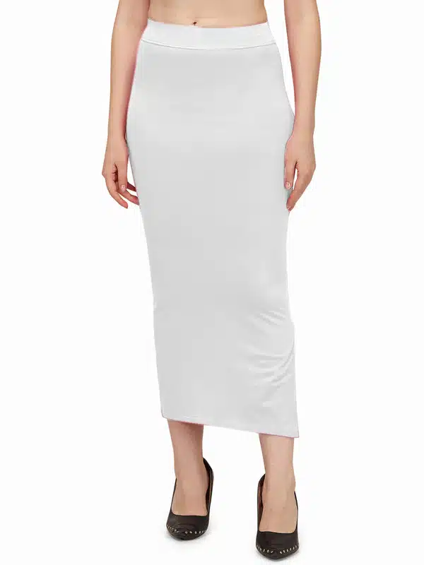 Saree Shapewear Petticoat for Women (White, M) (S-187)
