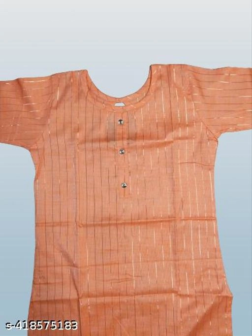 Cotton Blend Solid Kurti for Women (Orange, Xl)