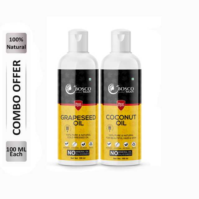 Bosco Touch Pure Grapeseed Oil (100 ml) & Coconut Oil (100 ml) Combo For Rapid Hair Growth (Pack Of 2) (B-951)