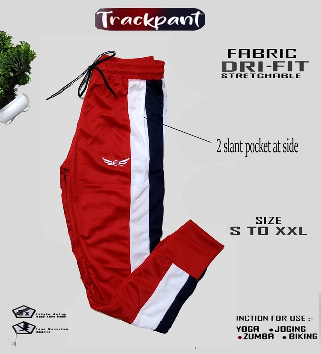 Polyester Regular Fit Trackpants for Men (Red, 28)