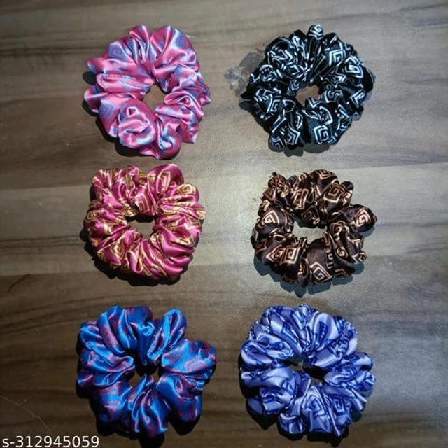 Scrunchies for Women & Girls (Multicolor, Pack of 6)