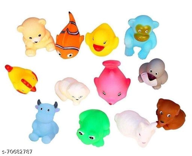 Plastic Bath Toy for Kids (Multicolor, Pack of 12)