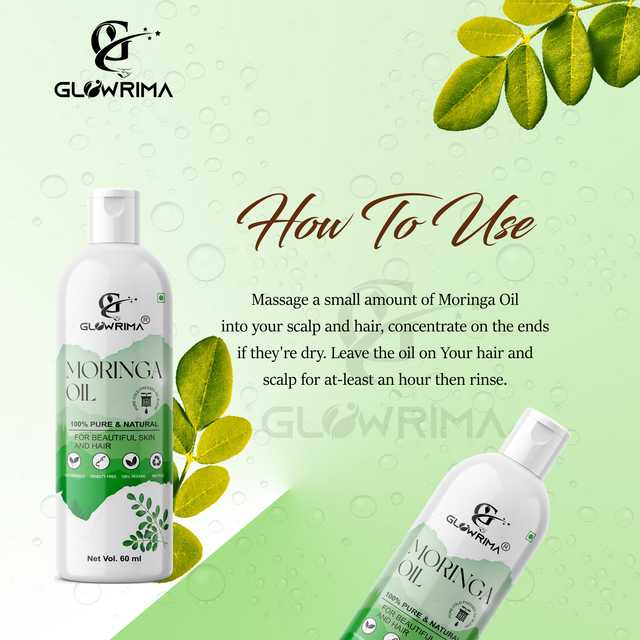 Glowrima 100% Cold Pressed Moringa Oil For Hair, Skin & Anti-Ageing Face Care (60 ml) (G-770)