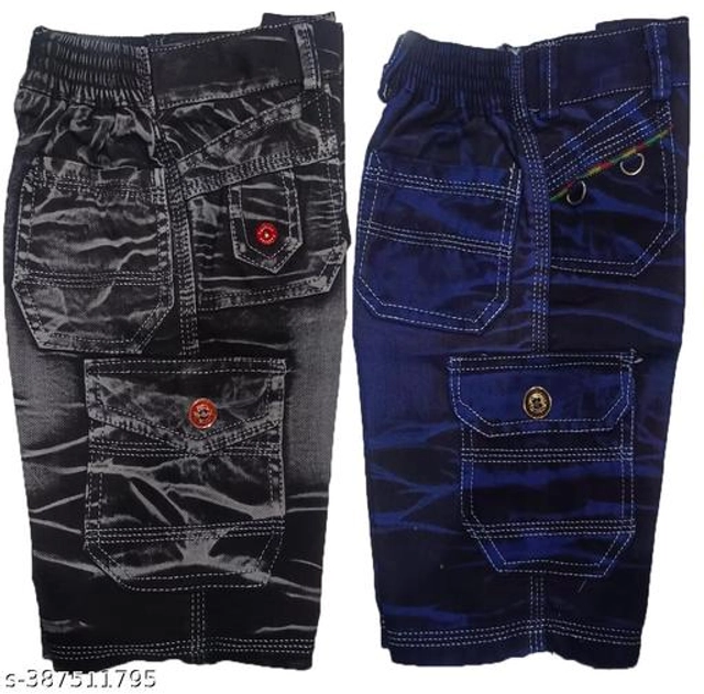 Denim Capris for Boys (Multicolor, 12-18 Months) (Pack of 2)