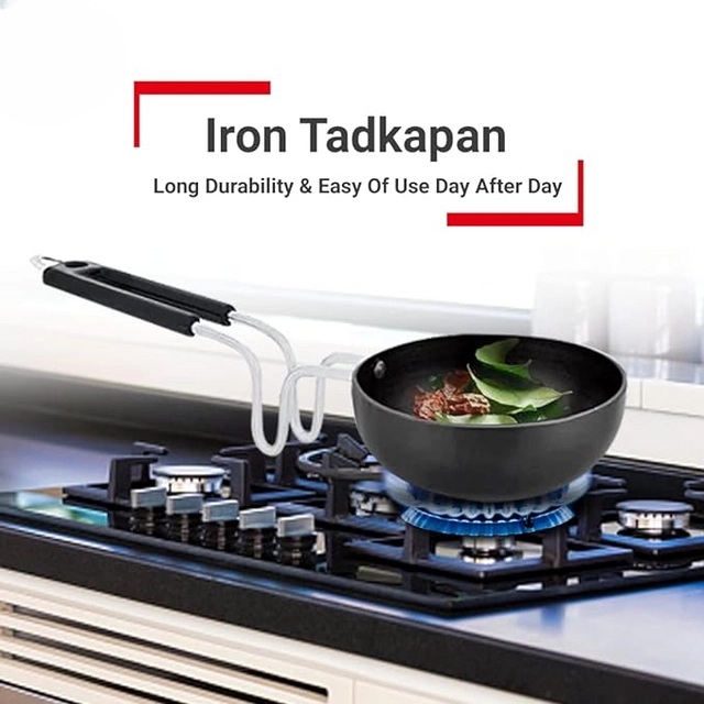 Iron Essential Tadka Pan (Black & Silver)