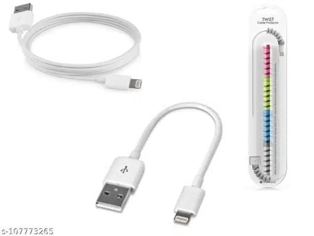 I-Phone Charging Cable with Cable Protector (Multicolor, Set of 2)