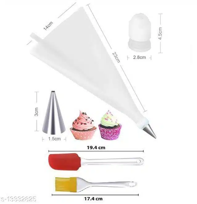 Cake Nozzles (12 Pcs) with Spatula & Oil Brush (Multicolor, Set of 3)