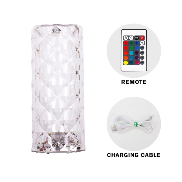 Immutable  Crystal Lamp,Color Changing Rose,USB Rechargeable Table Lamp  (20 cm, Diamond Crystal Lamp)