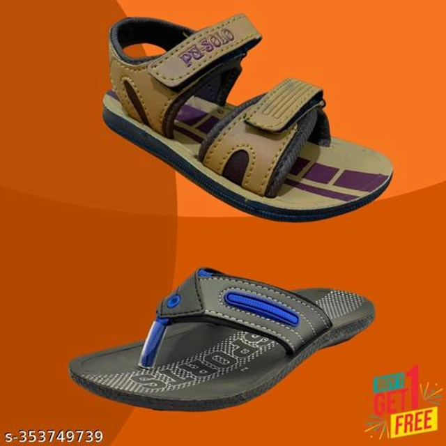 Sandal with Flipflop for Boys (Multicolor, 4-5 Years) (Pack of 2)