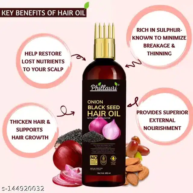 Phillauri Red Onion Shampoo (100 ml) with Hair Growth Oil (300 ml) (Set of 2)