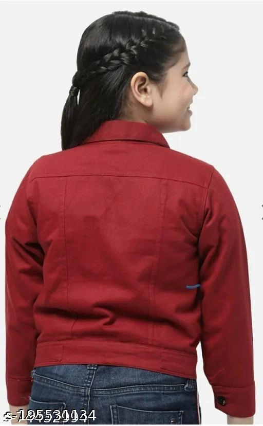 Denim Jacket for Girls (Maroon, 7-8 Years)