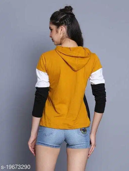 Women's Hooded Sweatshirt (L, Mustard) (AK-07)