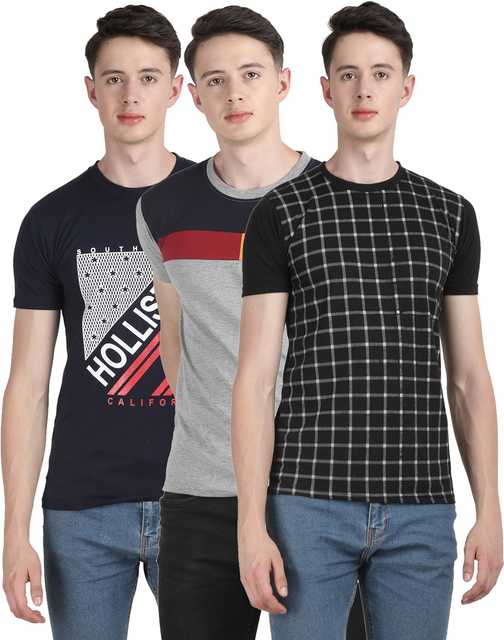 Men's Printed T- shirt (Pack Of 3) (Multicolor, XL) (A-111)