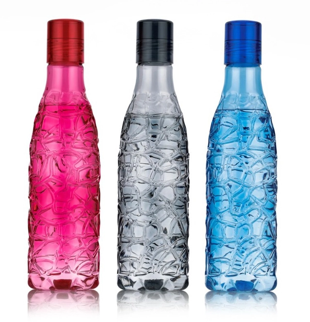 Fancy Plastic Water Bottles (Multicolor, 1000 ml) (Pack of 3)