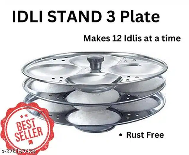 Stainless Steel 3 Plate Idli Maker (Silver)