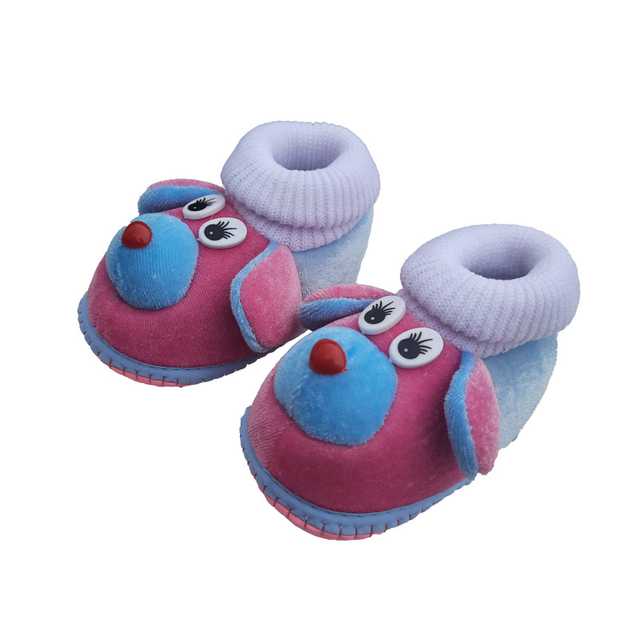 LMN Child Care Velvet Baby Booties (Sky & Pink, 10 cm) (L6)