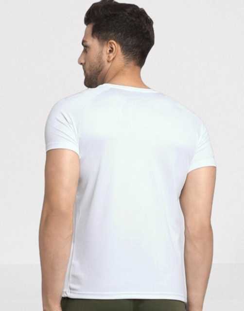 Glito Graphic Print Polyester Round Neck Half Sleeve T-shirt For Men (White, L) (GL_012)