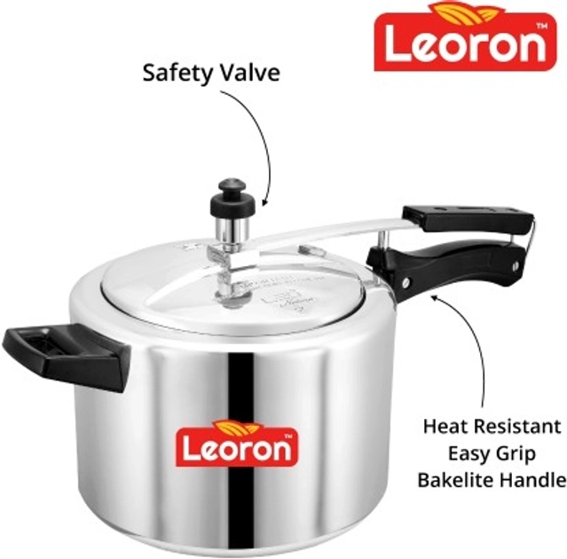 LEORON Aluminium Gold InnerLid Pressure Cooker Gas Stovetop Compatible (5 Ltr, pack of 1)