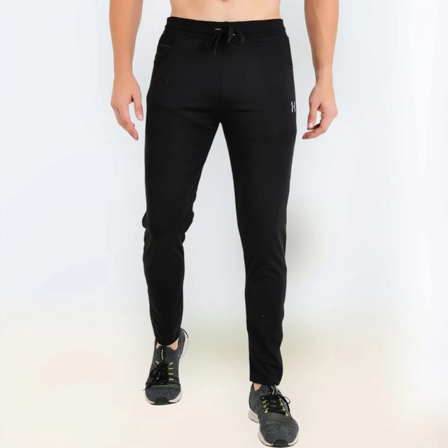 Lycra Nylon Logo Printed Track Pant for Men (Black, M)